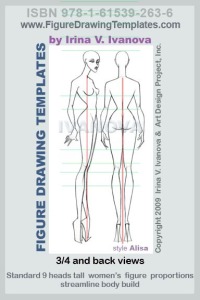 Fashion Figure drawing templates 3/4 and back views